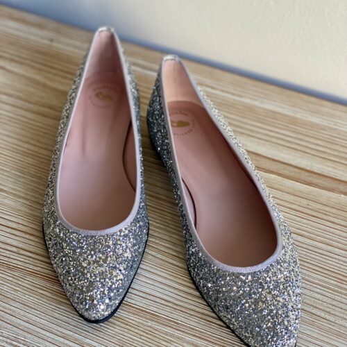 Glitzer Ballerinas silber